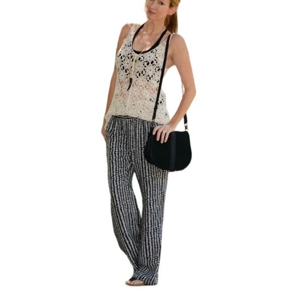 Cabi Pants - Cabi Palazzo Pebble Pants Y2K Boho Wide Leg Smocked Waist Lagenlook Size Small